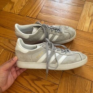 adidas Gazelle Gray Suede and White Leather Sneakers